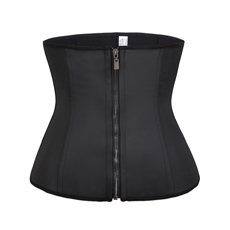 Latex Waist Trainer Body Shaper Women Corsets with Zipper Cincher Corset Top Slimming Belt Black Plus Size 9078