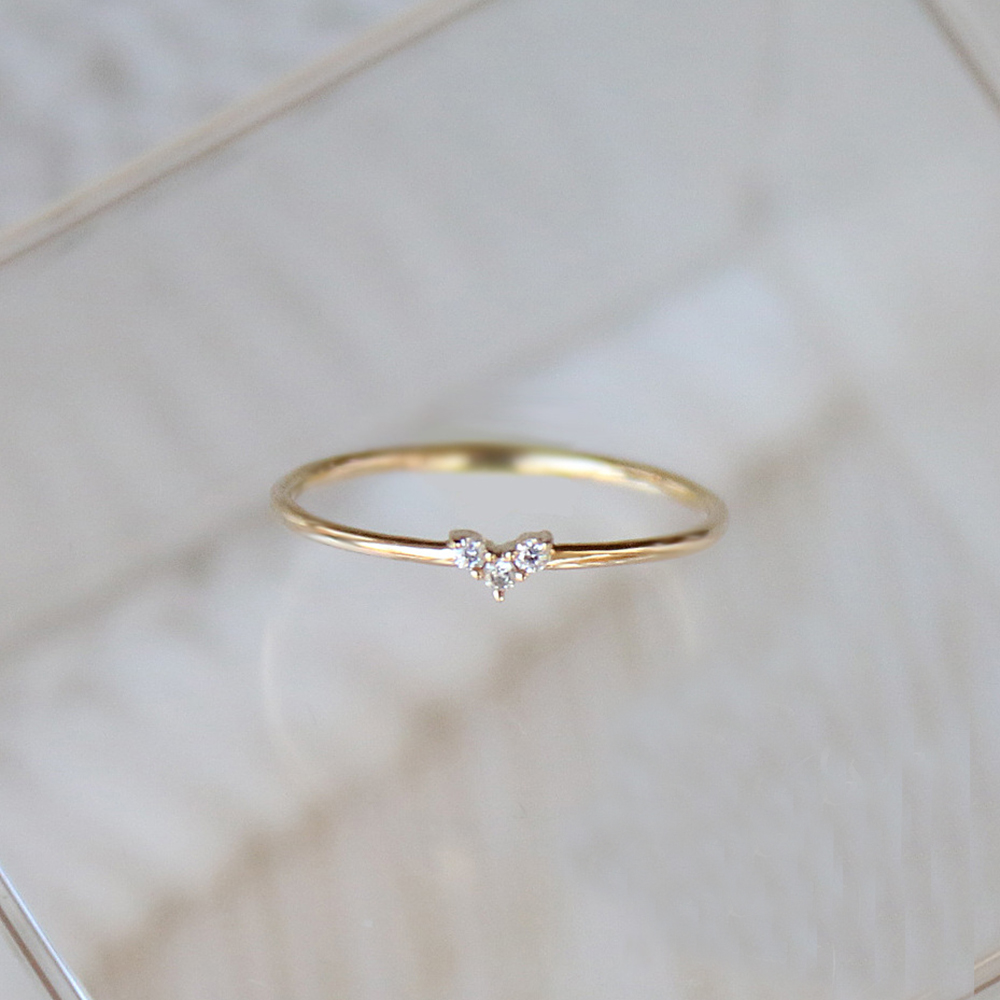 Tisonliz Simple Heart Crystal Rings For Women Female Chic Dainty Thin Rings Party Delicate Gold Wedding Jewelry bijoux