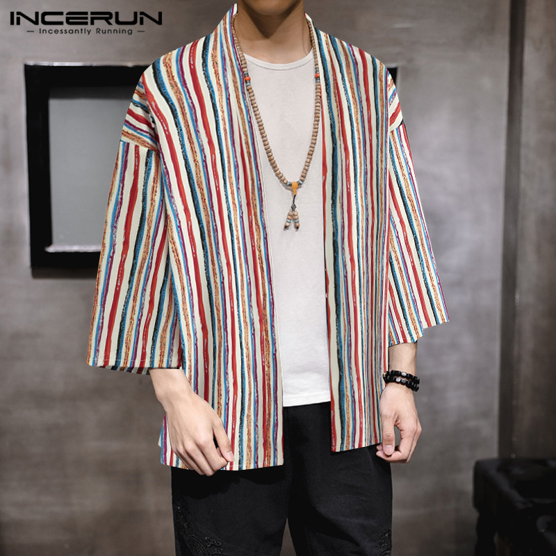 Men Striped Shirt Open Stitch 3/4 Sleeve 2020 Vintage Cardigan Loose Casual Tops Kimono Streetwear Mens Shirts Harajuku INCERUN, Blue
Men Striped Shirt Open Stitch 3/4 Sleeve 2020 Vintage Cardigan Loose Casual Tops Kimono Streetwear Mens Shirts Harajuku INCERUN, Blue