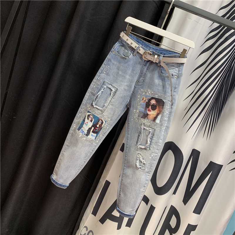 Plus Size Womens Fashion Jeans Female 2020 Summer High Waist Loose Harem Pants Hole Stickers Hot Drill Denim Pants Jean Lady, Not include belt
Plus Size Womens Fashion Jeans Female 2020 Summer High Waist Loose Harem Pants Hole Stickers Hot Drill Denim Pants Jean Lady, Not include belt