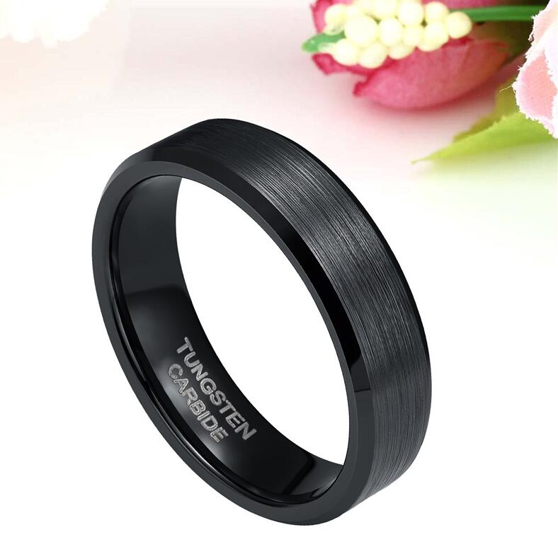 4mm 6mm 8mm Black Tungsten Cardide Ring Men High Polished Edges Wedding Band Engagement Rings For Women Male Jewelry Comfort Fit