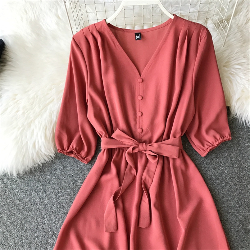 Fashion Spring New V Neck Summer Midi Long Dress Vestido De Festa Evening Party Bandage Women Casual Elegant High Waist Vestidos Y190514