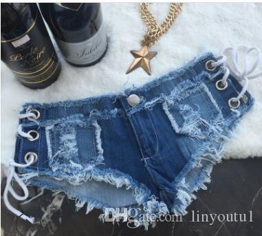 2020 Sexy Jeans Shorts Summer Fashion Low-waist Denim Knotted Band Mini Short Beach Casual Shorts Sexy Club Party Bikini Bottom