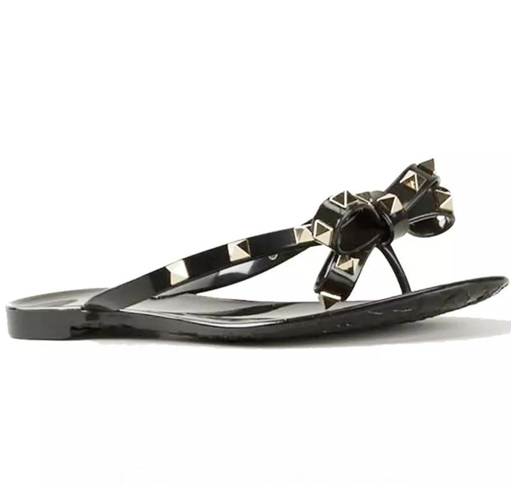 New Woman Summer Sandals Rivets big bowknot Flip Flops Beach Sandalias Femininas Flat Jelly Designer Sandals, Black
New Woman Summer Sandals Rivets big bowknot Flip Flops Beach Sandalias Femininas Flat Jelly Designer Sandals, Black