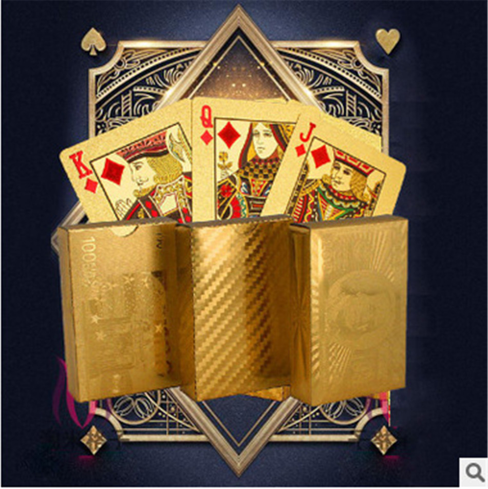 card Foil Playing Cards Waterproof Gold Plated Euro Poker Table Games For Gift Collection Free Shipping