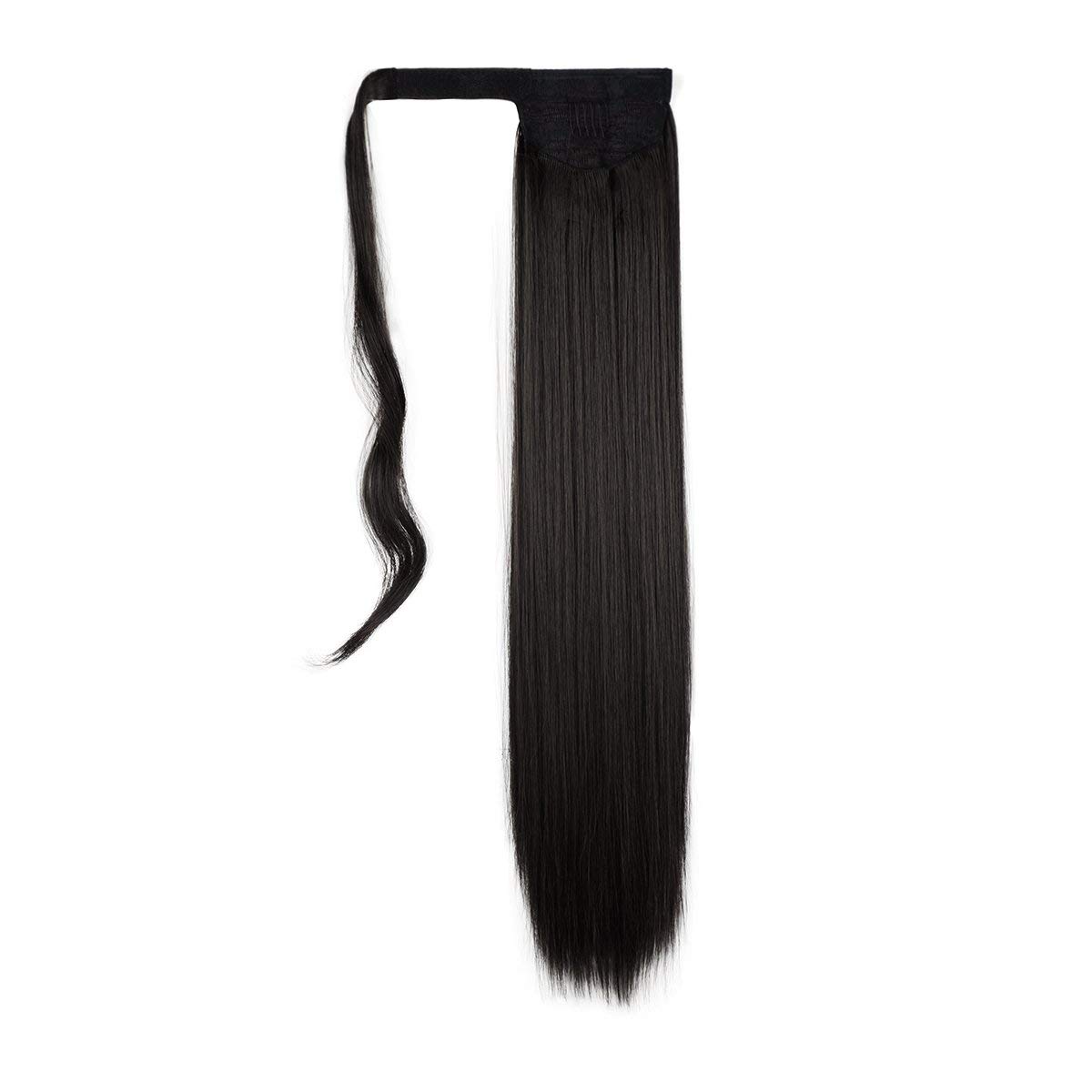 140g Straight Ponytail Drawstring Extensions Hair Pieces SILKY Straight Long Black Ponytail for girls Clip in on Ponytail Hair Extensions