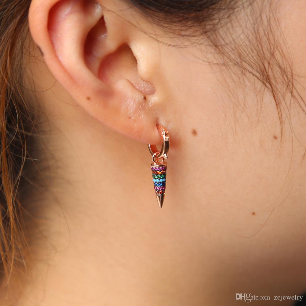 2018 unique design gold/sliver color classic Punk style Earrings Bullet Magnetic colour small hoop earrings for women party birthday Jewelry