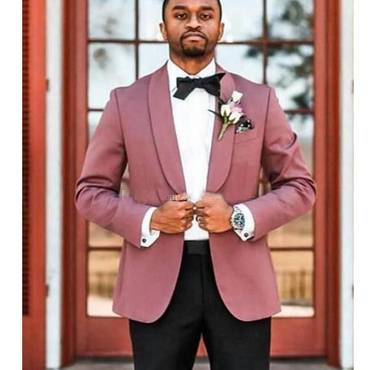 Autumn High Quality One Button Groom Tuxedos Shawl Lapel Groomsmen Mens Suits Wedding Prom Dinner Blazer(Jacket+Pants)