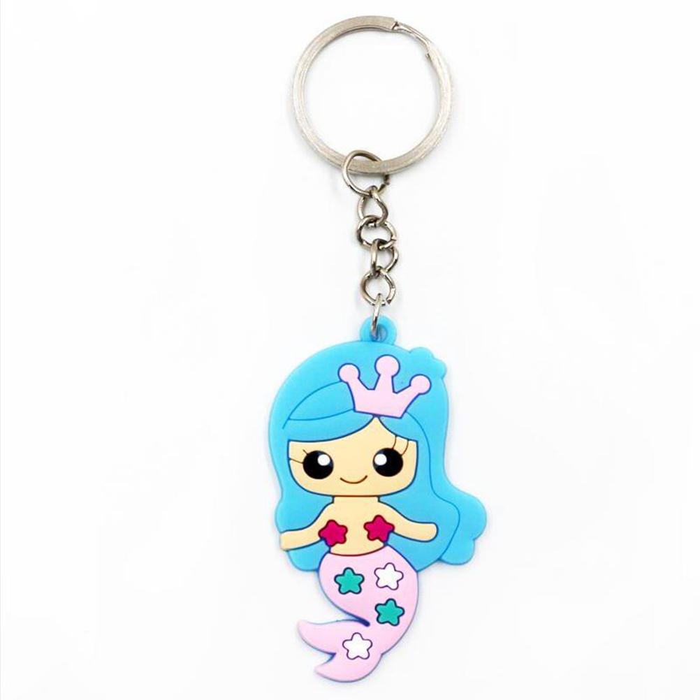 Mermaid Key Chains Pvc Keychain Pvc Cartoon Cute Keyring For Women Girls Kids Charm Key Ring Accessories