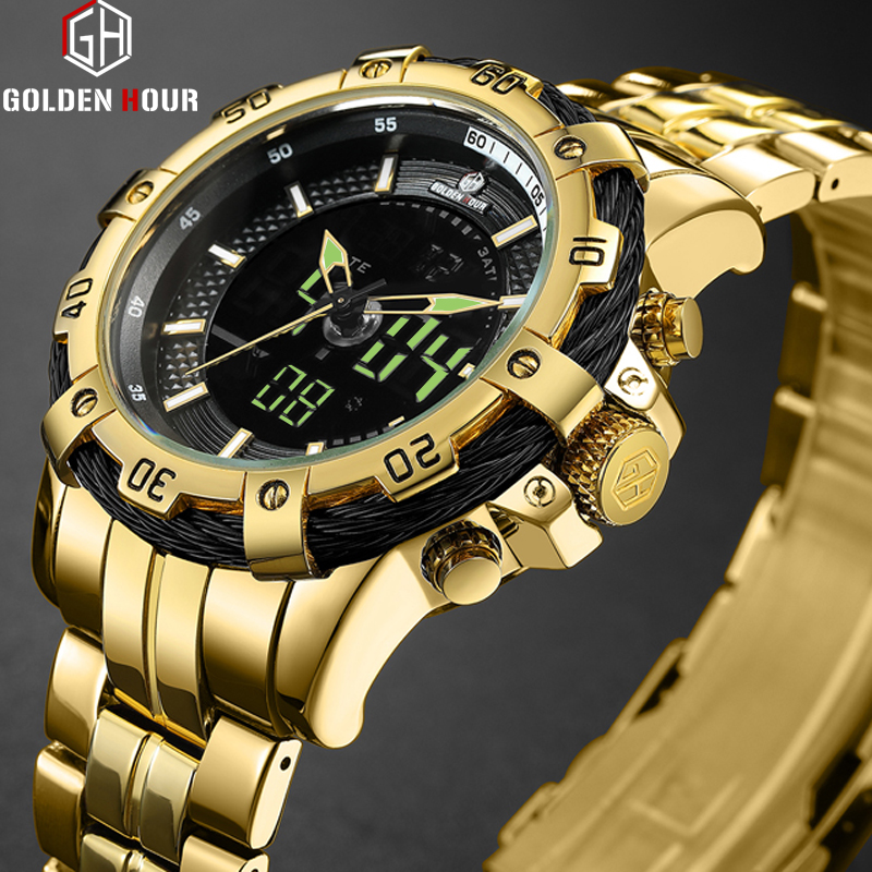 Top Brand GOLDENHOUR Luxury Men's Watch Automatic Clock Sport Watches Digital Military Man Wrist Watch Relogio Masculino Dourado, Khaki
Top Brand GOLDENHOUR Luxury Men's Watch Automatic Clock Sport Watches Digital Military Man Wrist Watch Relogio Masculino Dourado, Khaki
