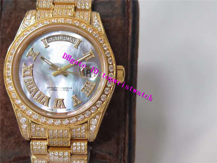 TW Top Day Date 18k Gold Mens Watches Diamond Luxury Watch Swiss 2836 Automatic Mechanical 28800vph Sapphire Mother-of-pearl Dial Waterproof, Slivery;brown
TW Top Day Date 18k Gold Mens Watches Diamond Luxury Watch Swiss 2836 Automatic Mechanical 28800vph Sapphire Mother-of-pearl Dial Waterproof, Slivery;brown