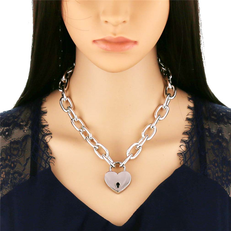 Heart Lock Necklace For Women Punk Style Metal Padlock With Key Link Chain Necklaces Fashion Jewelry
Heart Lock Necklace For Women Punk Style Metal Padlock With Key Link Chain Necklaces Fashion Jewelry