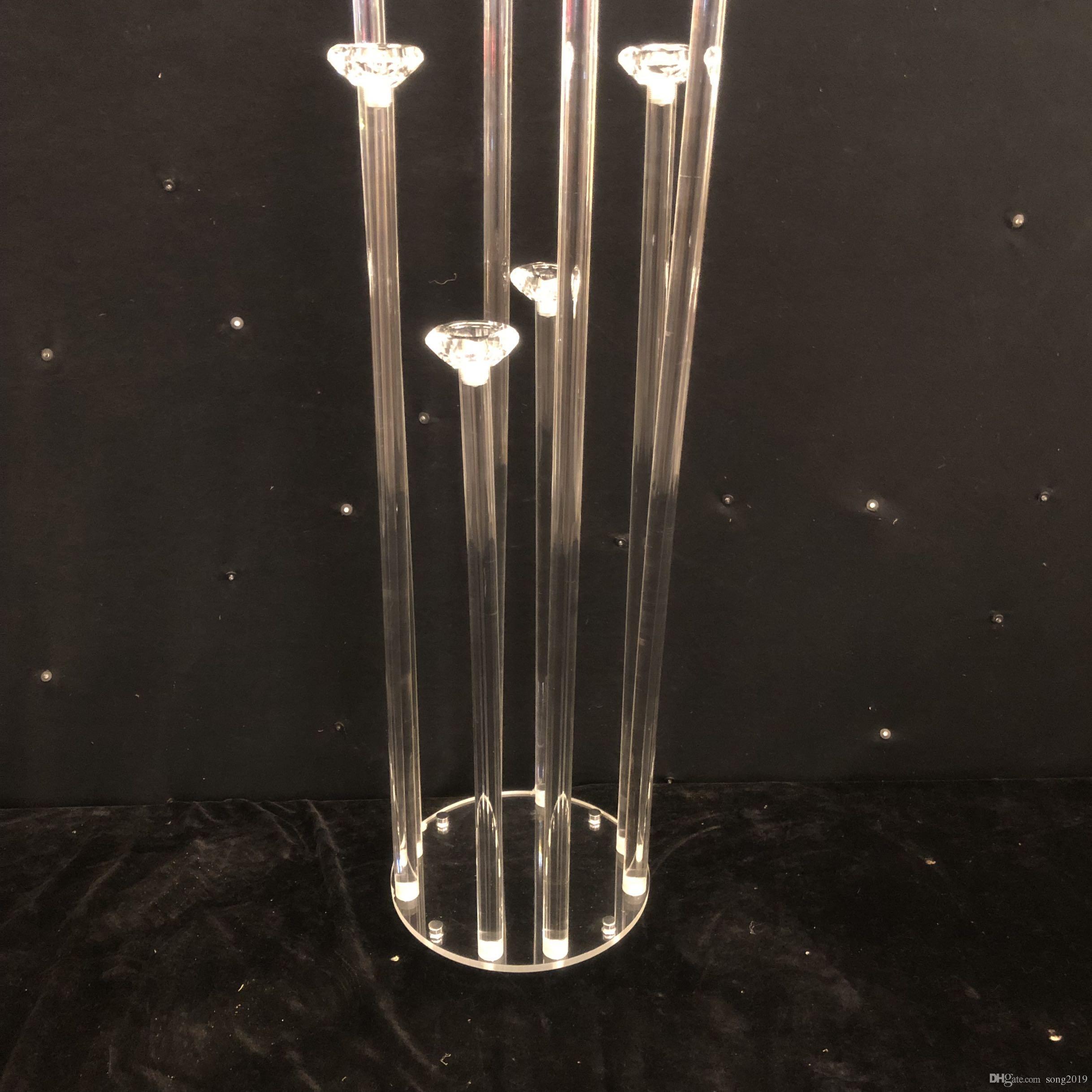 100% Acrylic Candle Holders Candelabrum 8-arms Candelabras Flower Rack Wedding Centerpieces Table Candlestick Christmas Party Home Decor XJ260305