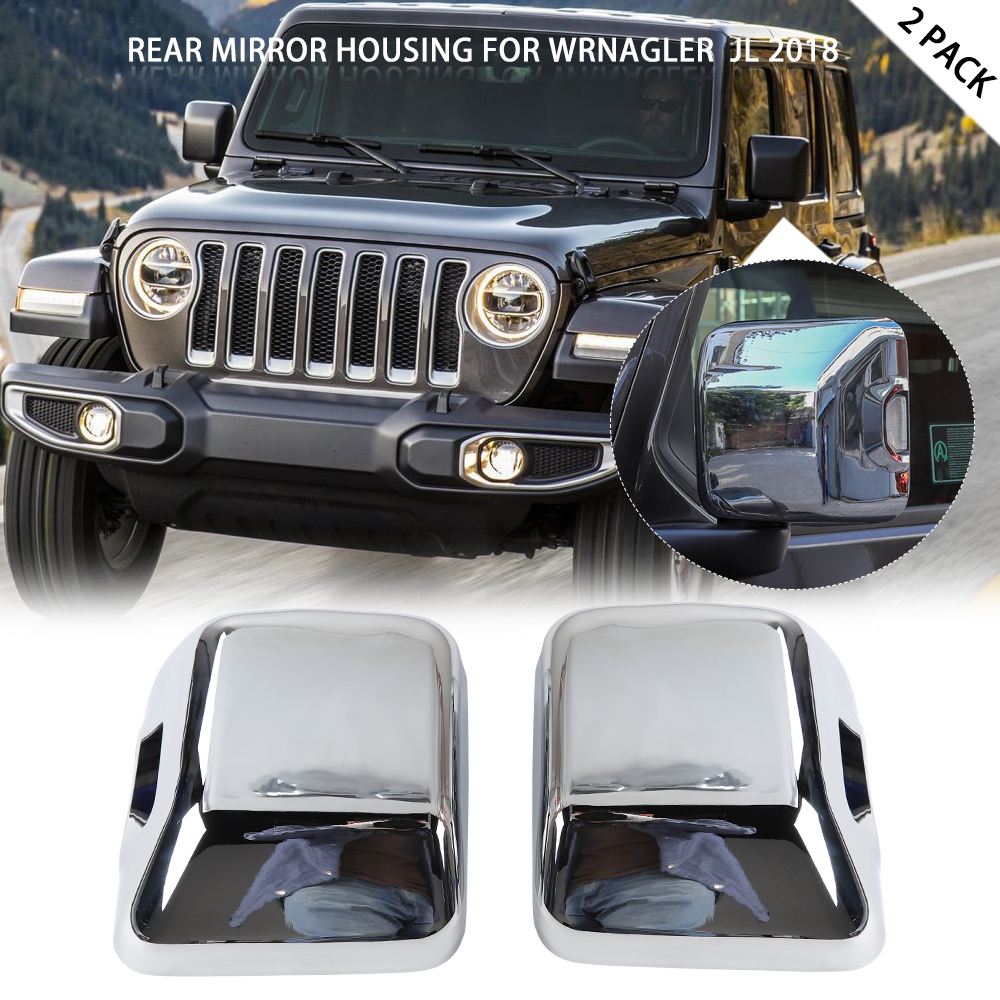 Car Rearview Mirror Decoration Cover Exterior Accessories for Jeep Wrangler JL Chrome