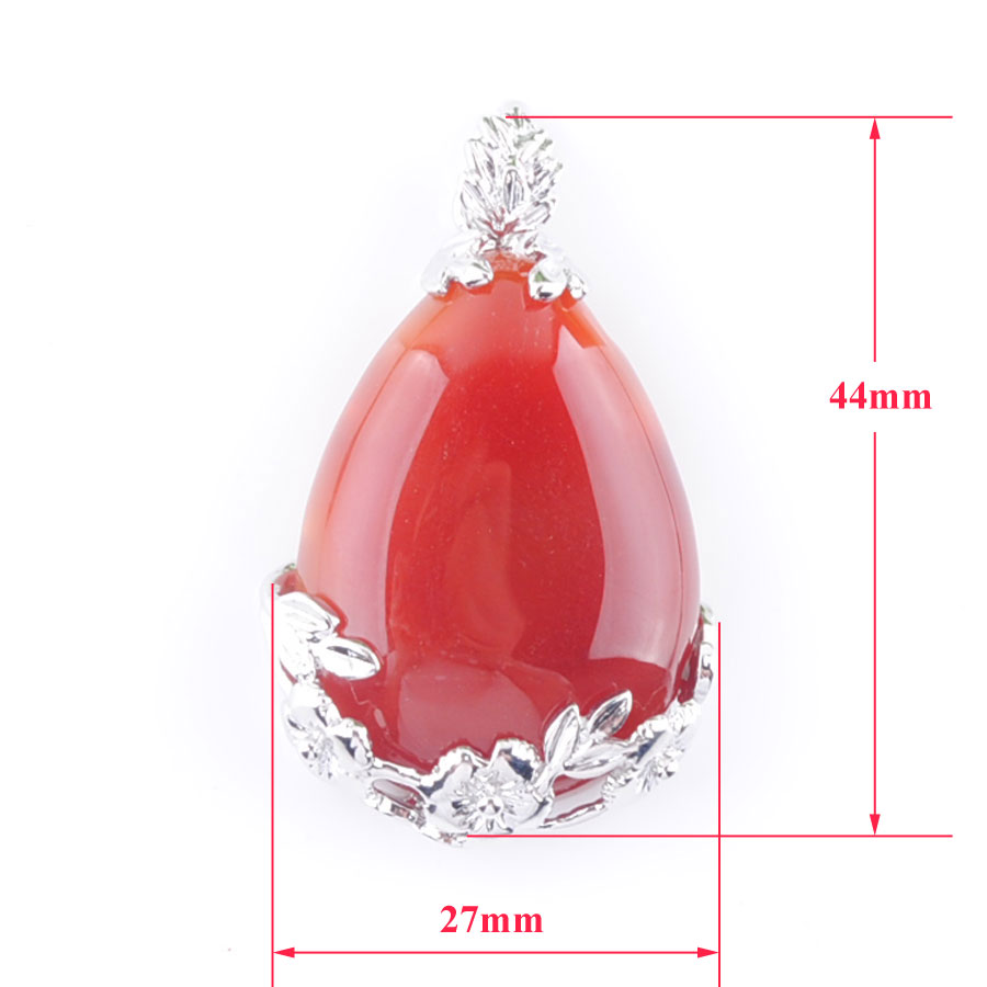 WOJIAER Men Woman Jewelry Reiki Chakra Pendant Natural Tigers Eye Opal Gem Stone Water Drop Silver Plated Bead DBN350