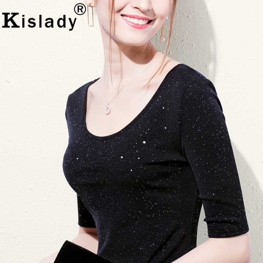 2019 Spring Summer Simple Round Neck Half Long Sleeve Women Shirts Plus Size Vintage Fashion Mesh Top Hot Shining Silk Clothes, Black
2019 Spring Summer Simple Round Neck Half Long Sleeve Women Shirts Plus Size Vintage Fashion Mesh Top Hot Shining Silk Clothes, Black