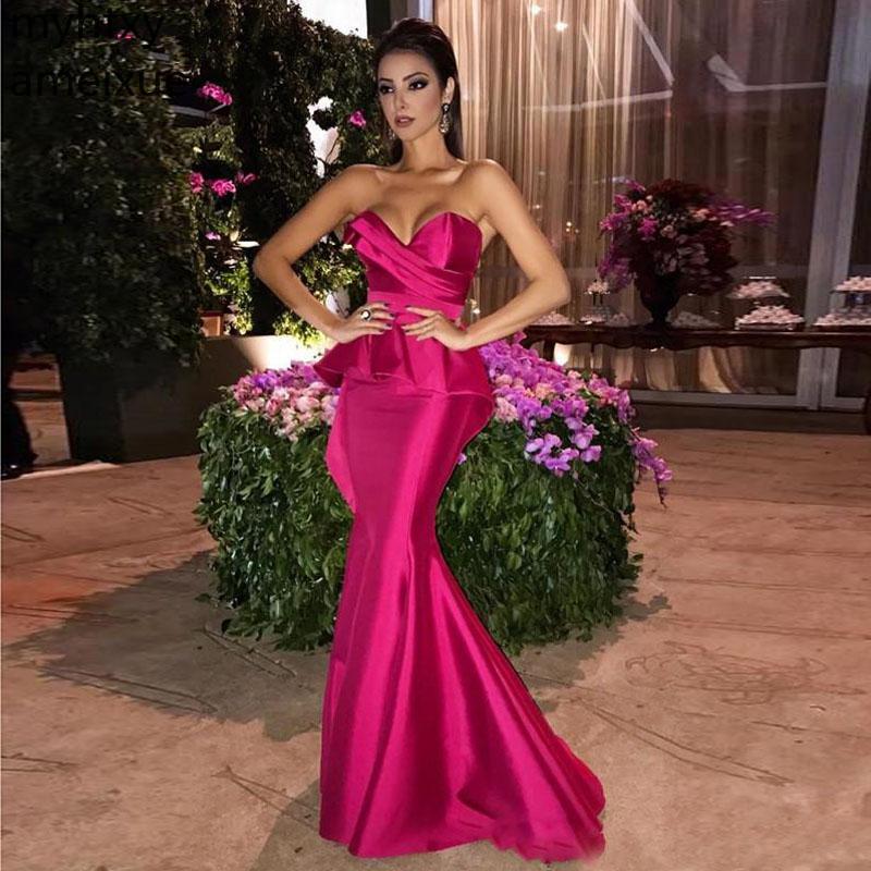 Fuchsia Long 2019 Mermaid hot Pink peplum Evening Dresses Sweetheart Formal Zipper Back Prom Gowns Maid Of Honor Dress Robe De Soiree, Customize
Fuchsia Long 2019 Mermaid hot Pink peplum Evening Dresses Sweetheart Formal Zipper Back Prom Gowns Maid Of Honor Dress Robe De Soiree, Customize