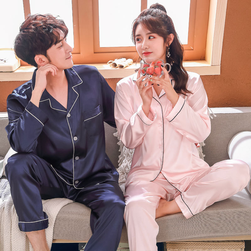 couple ice silk pajamas women's long sleeve thin imitation silk cardigan men's South Korean home furnishing suit, See chart
couple ice silk pajamas women's long sleeve thin imitation silk cardigan men's South Korean home furnishing suit, See chart