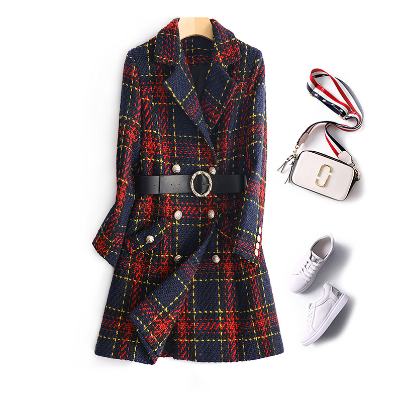 2019 autumn and winter new fragrance style woven checkered tweed lace belt metal buckle suit skirt jacket women, Red
2019 autumn and winter new fragrance style woven checkered tweed lace belt metal buckle suit skirt jacket women, Red