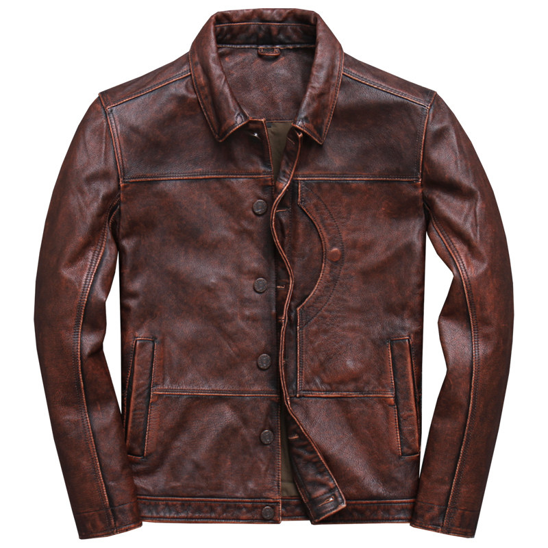 2019 Vintage Brown Men Smart Casual Leather Jacket Single Breasted Plus Size Genuine Cowhide Russian Coat FREE SHIPPING CJ191210
2019 Vintage Brown Men Smart Casual Leather Jacket Single Breasted Plus Size Genuine Cowhide Russian Coat FREE SHIPPING CJ191210