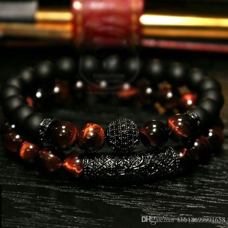 2pc/set Natural tiger eye pearl beads bracelet set, jewelry for men and women, elastic material Wrist Strap mens bracelets femme ift, holiday, valenti