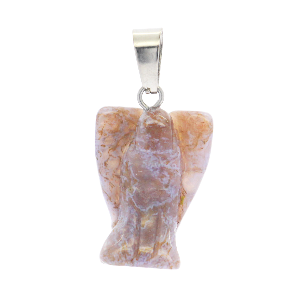Natural stone carving angel pendant agate stone angel pendant DIY semi-precious stone pendant set
