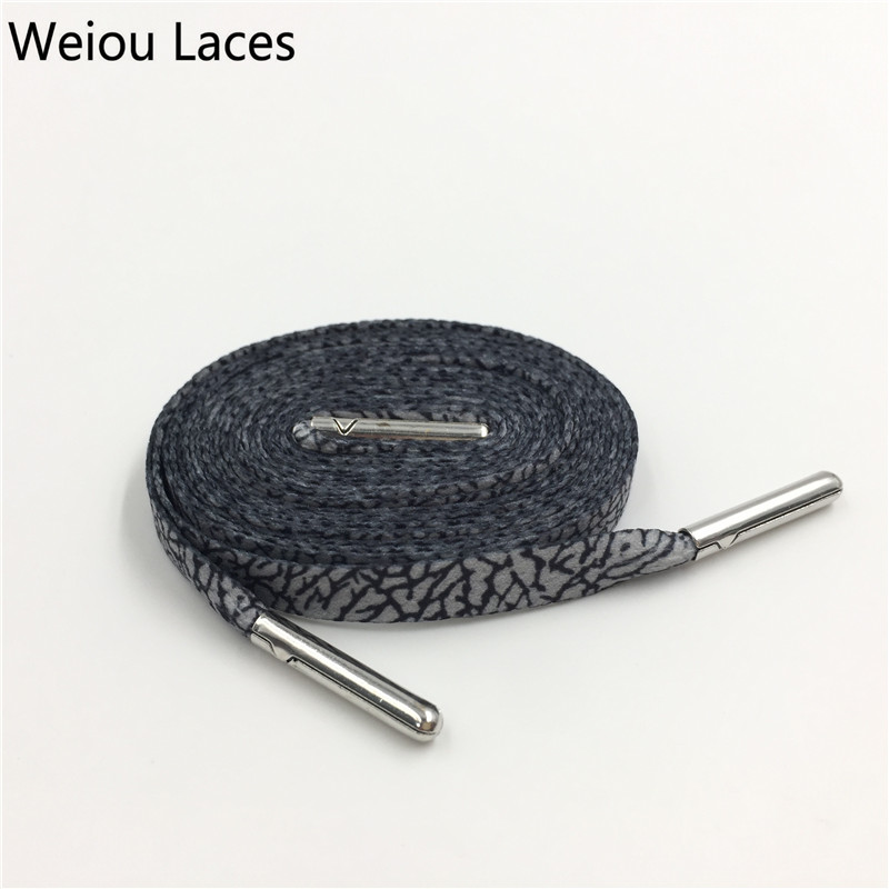 Weiou Galaxy Popular Elephant Printed Shoelaces Plain Flat Shoe Lace monolayer sublimated Ribbon Decor boot laces Strings grey black 120cm