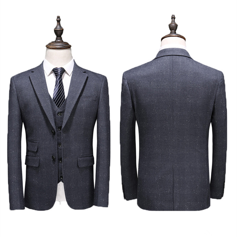 Men's suit high fashion men's suit set men suit three-piecesuits blaze with pants and vest men's suits formal plaid suits