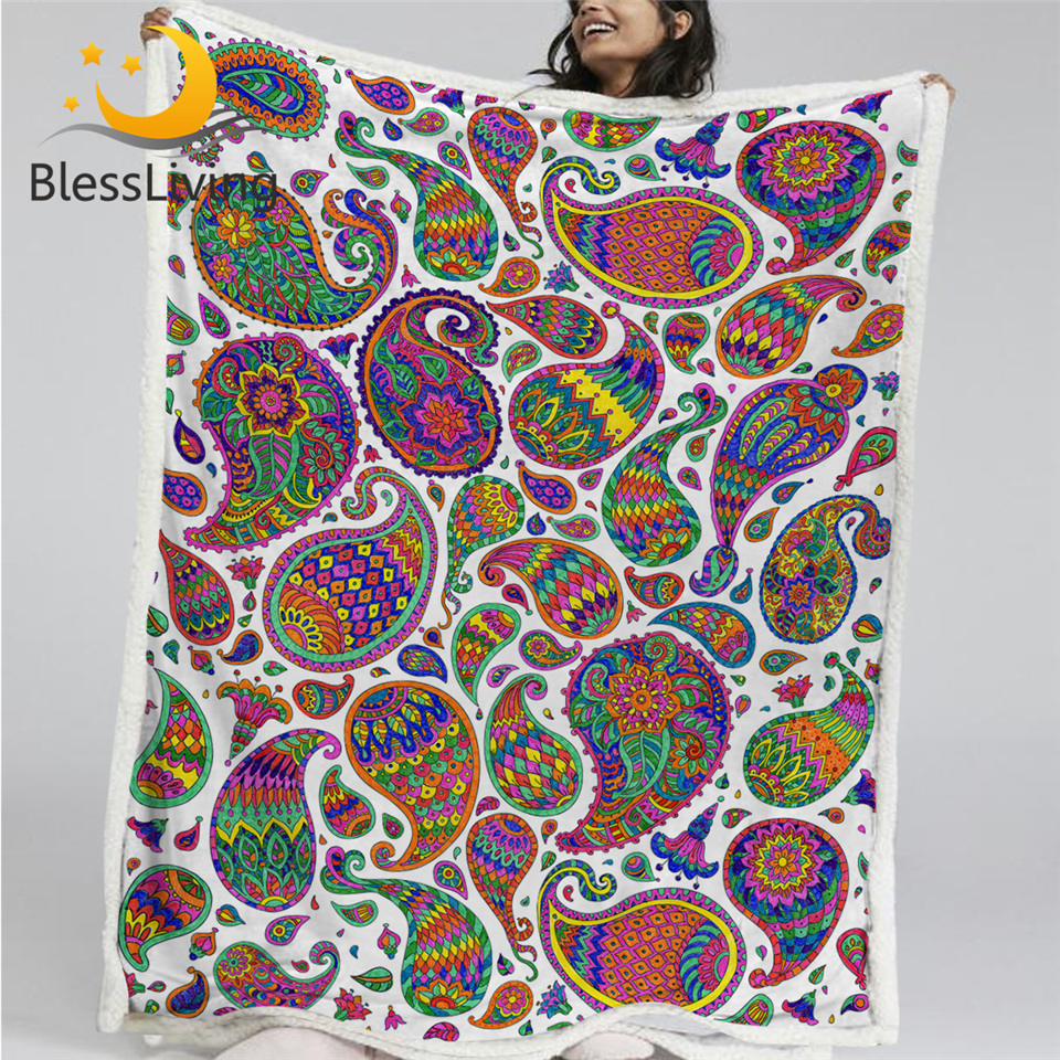 BlessLiving Paisley Sherpa Blanket Bohemian Blankets For Beds Abstract Floral Plush Blanket Colorful Boho Mantas De Cama 150x200
BlessLiving Paisley Sherpa Blanket Bohemian Blankets For Beds Abstract Floral Plush Blanket Colorful Boho Mantas De Cama 150x200