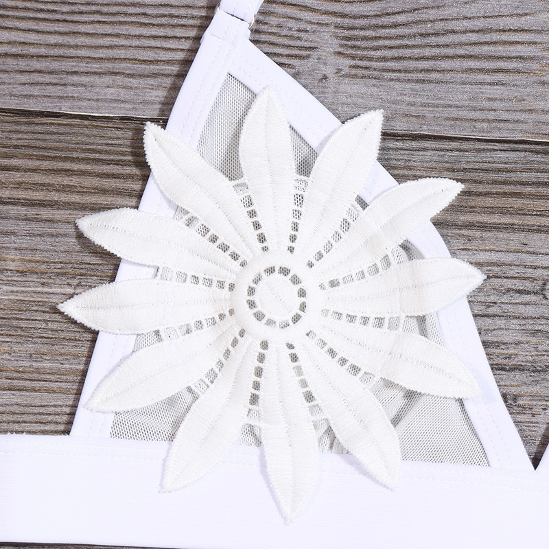 New White Sexy Lace Up Bathing Suit Women 2020 Fashion Flower Print Bikini Set Girls Solid Bikinis Swimsuit Low Waist Beachwear