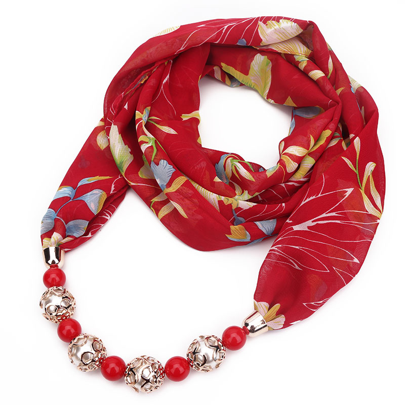 winter scarf Women Solid Jewelry Pendant Chiffon Scarf Pearl Shawls and Wraps Soft Female Accessories silk scarf