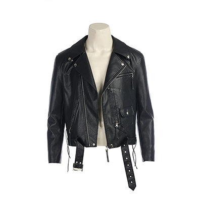 Movie Terminator 2: T800 Cosplay Costumes Terminator Jackets Black PU Leather Jacket Motorcycle Coat fot Men clothing