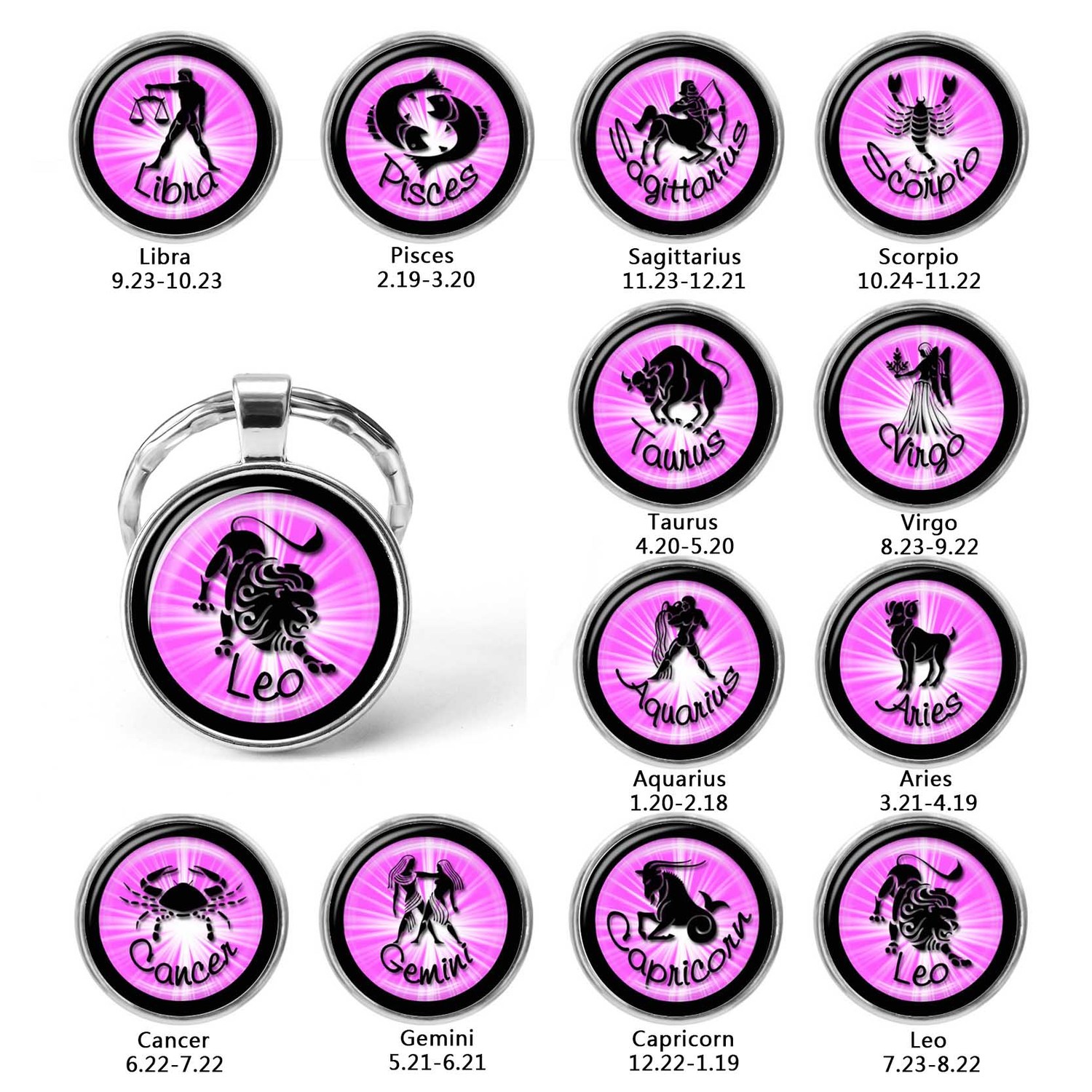 Christmas Birthday Gift Cute Blue 12 Constellations Zodiac Signs Cabochon Keychains Leo Aries Sagittarius Key Chains Rings Round
Christmas Birthday Gift Cute Blue 12 Constellations Zodiac Signs Cabochon Keychains Leo Aries Sagittarius Key Chains Rings Round
