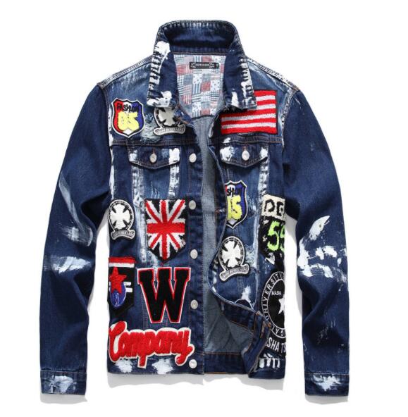 Hi Street Men's Fashion Denim Jacket UK Flag Embroidery Painted Denim Jacket Streetwear Coat for Male, Blue
Hi Street Men's Fashion Denim Jacket UK Flag Embroidery Painted Denim Jacket Streetwear Coat for Male, Blue