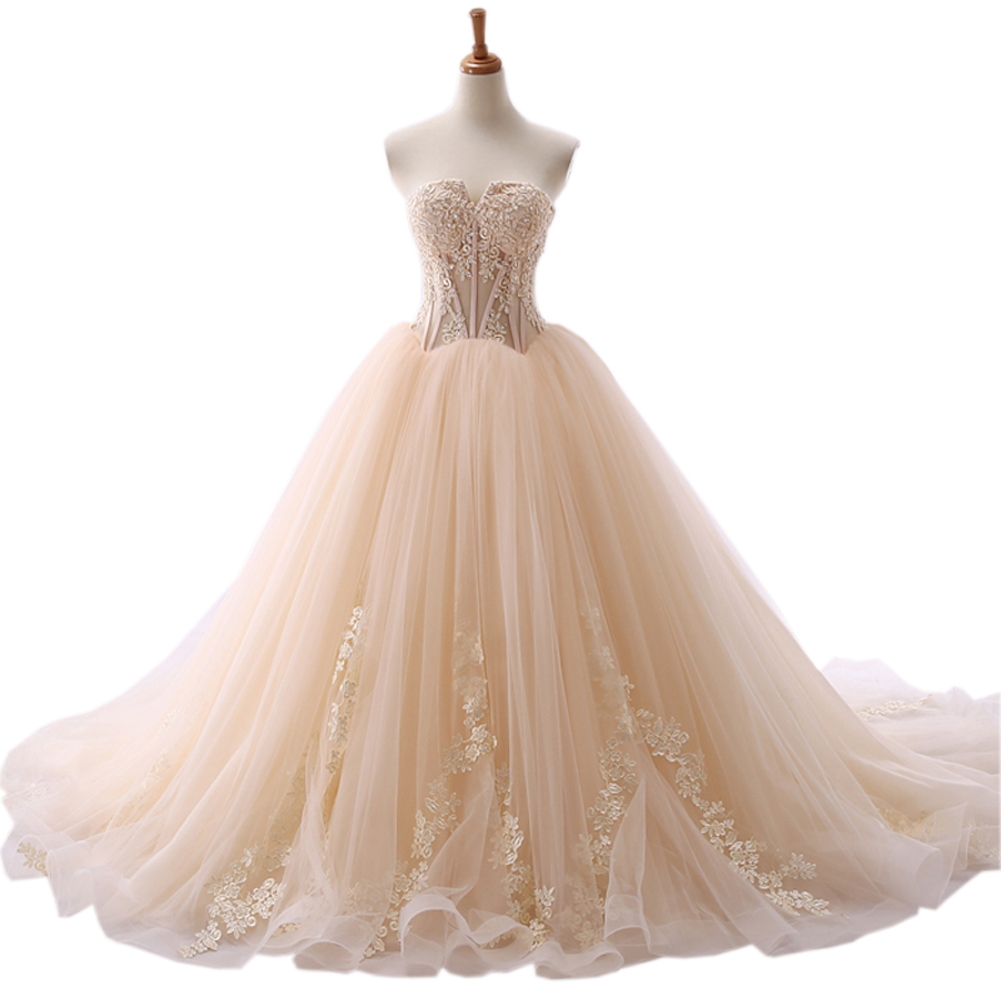 Real Photo Champagne Cheap Wedding Bridal Dresses A line V neck Tulle Corset See Through Top Applique New Cheap Wedding Gowns Cheap, Grape
Real Photo Champagne Cheap Wedding Bridal Dresses A line V neck Tulle Corset See Through Top Applique New Cheap Wedding Gowns Cheap, Grape
