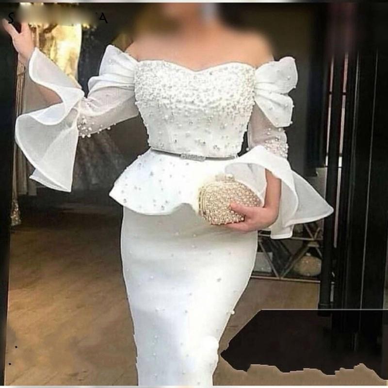 African White Prom Dresses Mermaid off The Shoulder Beads Pearls Long Sleeves Evening Dress Plus Size Party vestidos, Light purple
African White Prom Dresses Mermaid off The Shoulder Beads Pearls Long Sleeves Evening Dress Plus Size Party vestidos, Light purple