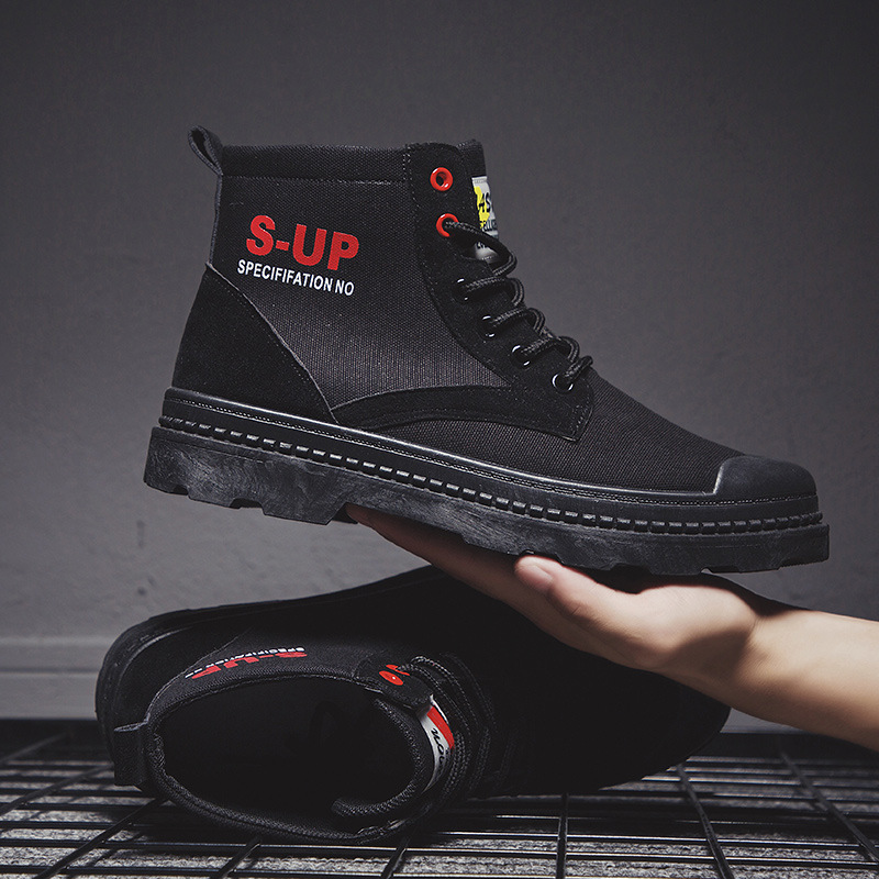 Pop new men's boots in autumn and winter 2019 Vintage high top canvas Martin fashion trend Boots Men's wolf