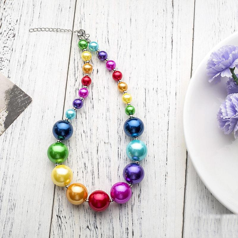 Girl Rainbow necklace bracelet Set Candy Colorful bubble beads Kids Children Beauty Charms Necklace holiday Gift