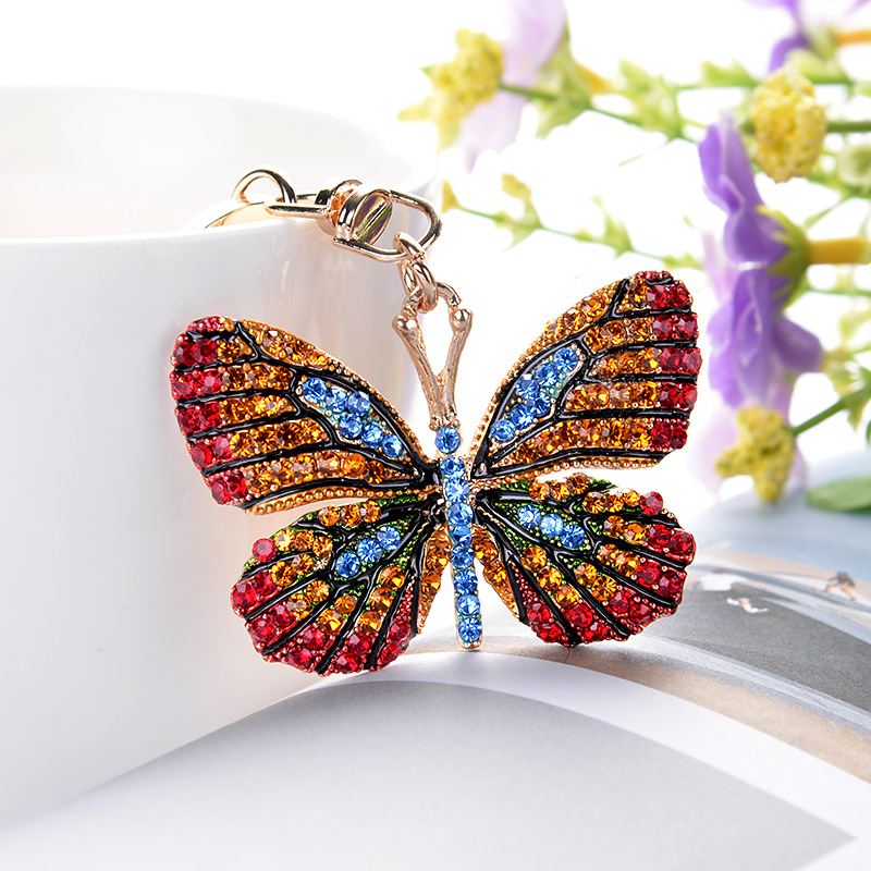 Beautiful Butterfly Keychain Glittering Full Rhinestone Alloy Key Chain For Women Girl Car Bag Accessories Fashion Key Ring
