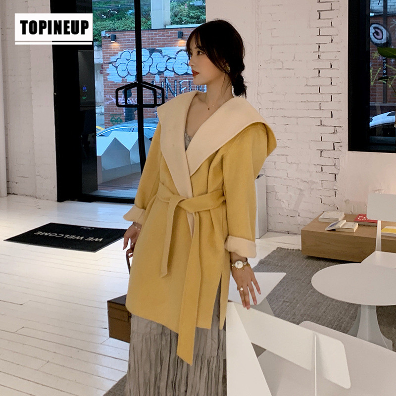 Winter woolen Overcoat female section Korean loose Double-color Loose Wool Overcoat 2019 winter new women with belt coat, Pink
Winter woolen Overcoat female section Korean loose Double-color Loose Wool Overcoat 2019 winter new women with belt coat, Pink