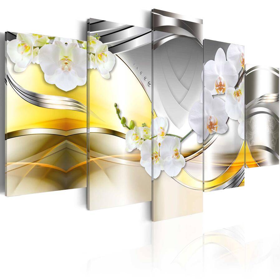 2019 HD 5PCS/Set Red Purple White Orchid Flower Art Print Frameless Canvas Painting Wall Picture Home Decoration,No Frame