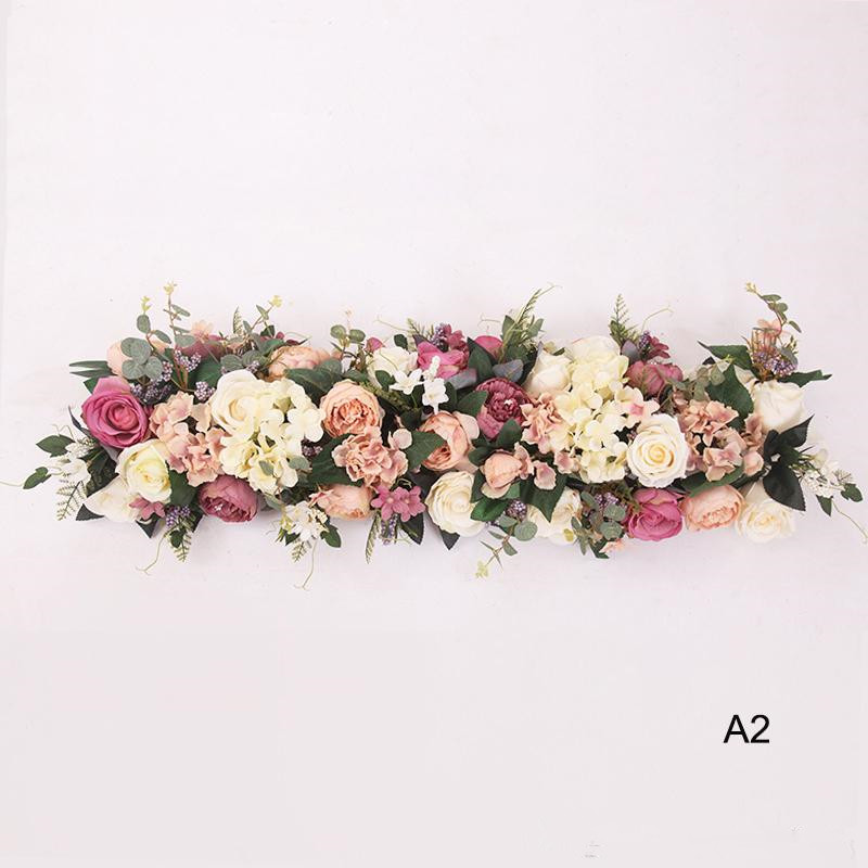 100X25cm Long Artificial arch flower row table Flower Silk Flower with Foam frame runner centerpiece Wedding decorative backdrop