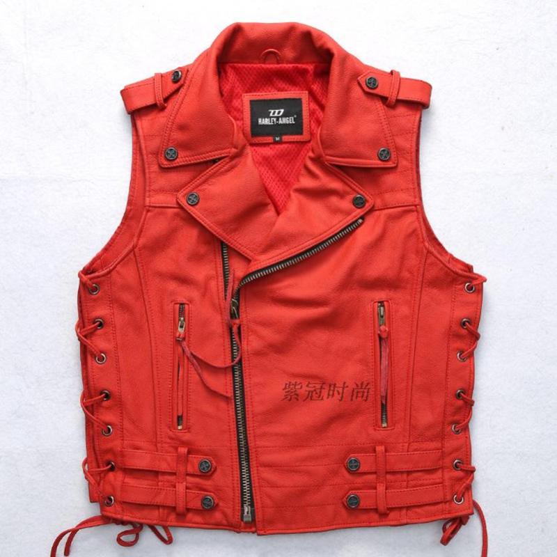 genuine men' fashion red adjustable waist slim fit sleeveless leather jacket men motorcycle vest male -XXXL
genuine men' fashion red adjustable waist slim fit sleeveless leather jacket men motorcycle vest male -XXXL