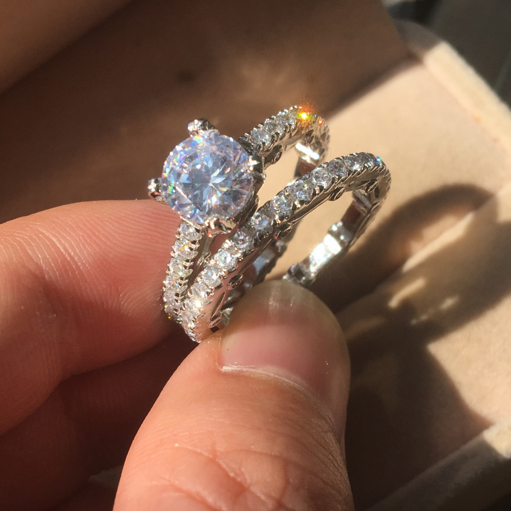 choucong Unique Vintage Ring sets 5A Zircon Cz 925 Sterling silver Engagement Wedding Band Rings for women men Fashion Jewelry