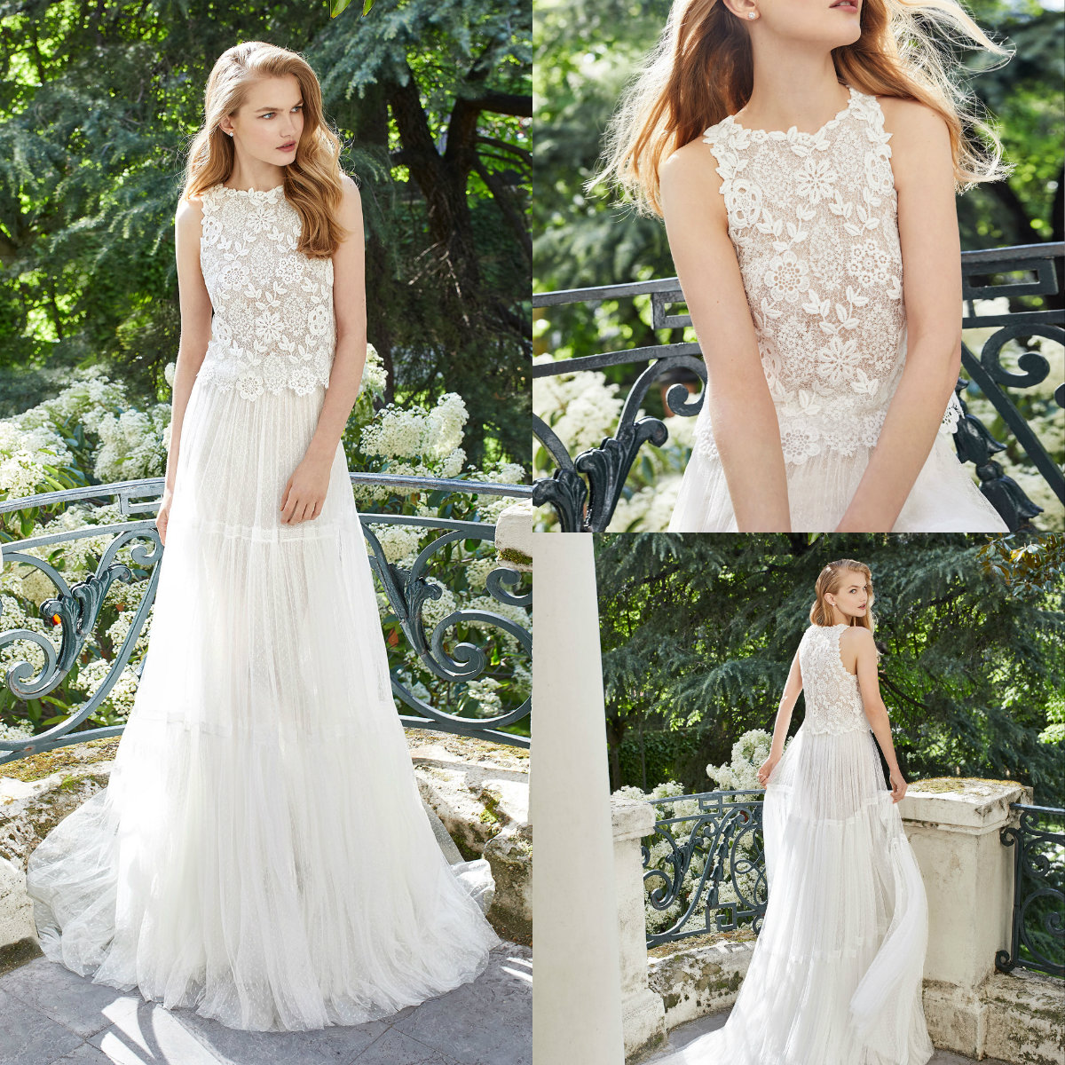 2019 Gali Karten Beach Wedding Dresses A Line Lace Appliqued Sweep Train Tulle Simple Bohemian Wedding Dress Illusion Bodice Boho Gowns