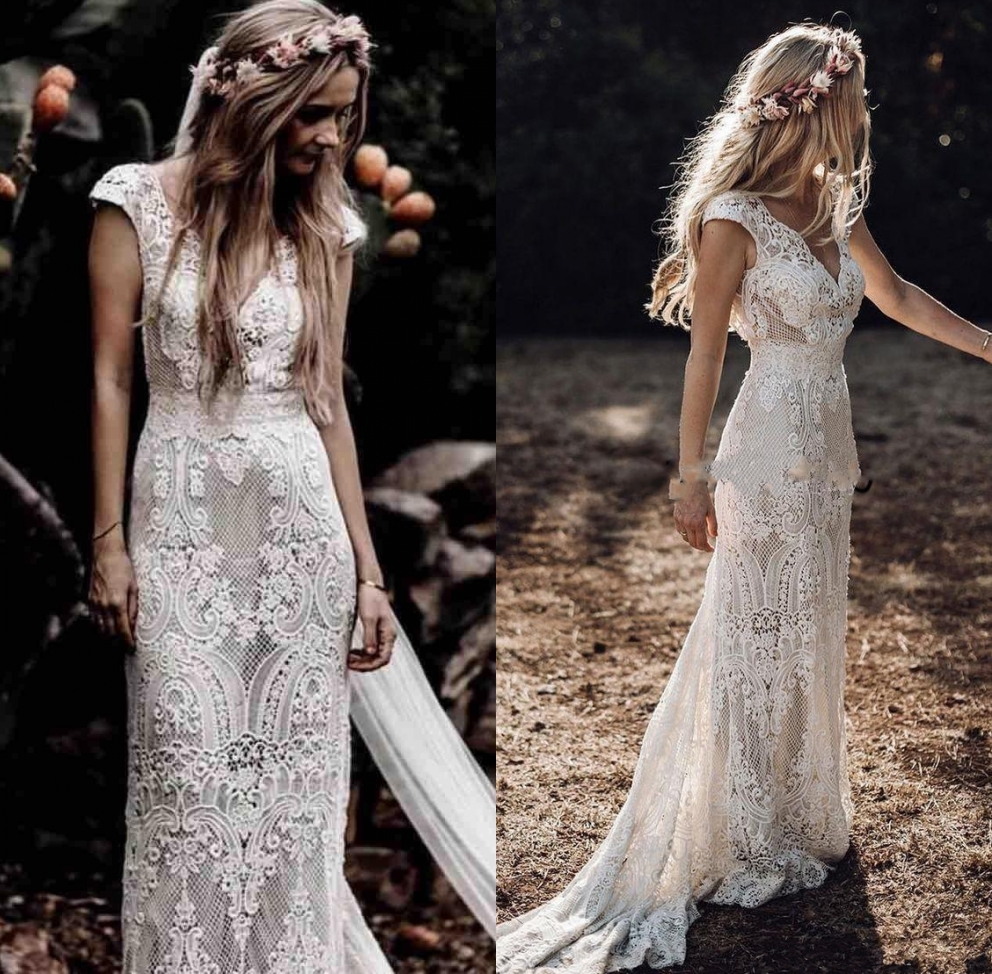 Vintage Bohemian Wedding Dresses with Sleeves 2019 Hppie Crochet Cotton Lace Boho Country mermaid Bridal Wedding Gown, White
Vintage Bohemian Wedding Dresses with Sleeves 2019 Hppie Crochet Cotton Lace Boho Country mermaid Bridal Wedding Gown, White