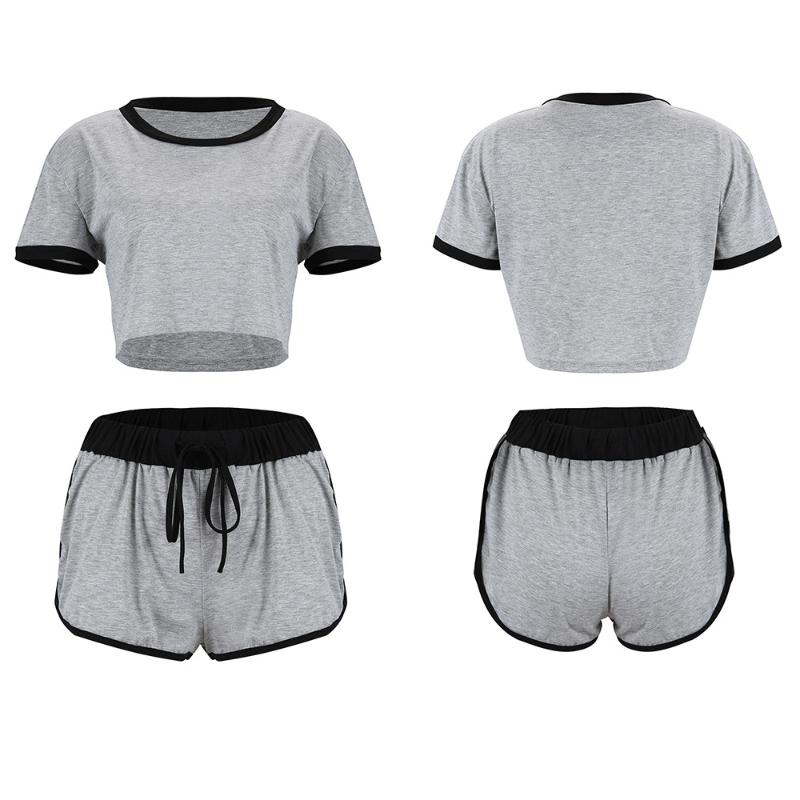 Hirigin 2 Piece Set Women Clothes 2019 Casual Crop Top Sexy Sleepwear Set Drawstring Fashion Women Nightwear Homewear Clothes