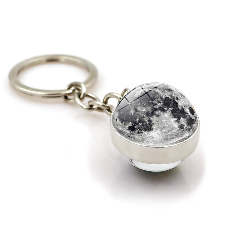 Glow In The Dark Solar System Planet Keyring Galaxy Nebula Luminous Keychain Moon Earth Sun Double Side Glass Ball Key Chain