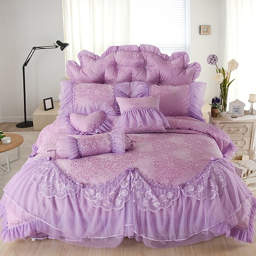 Cotton Jacquard Lace Princess Bed set Wedding Bedding Sets Queen King size Bedlinen Sheet Boho Duvet Cover Set Bedclothes