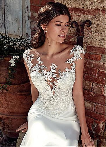 Modest Satin 2019 Mermaid Wedding Dresses With Lace Appliques Bateau Neckline Illusion Bodice Bridal Gowns Plus Size